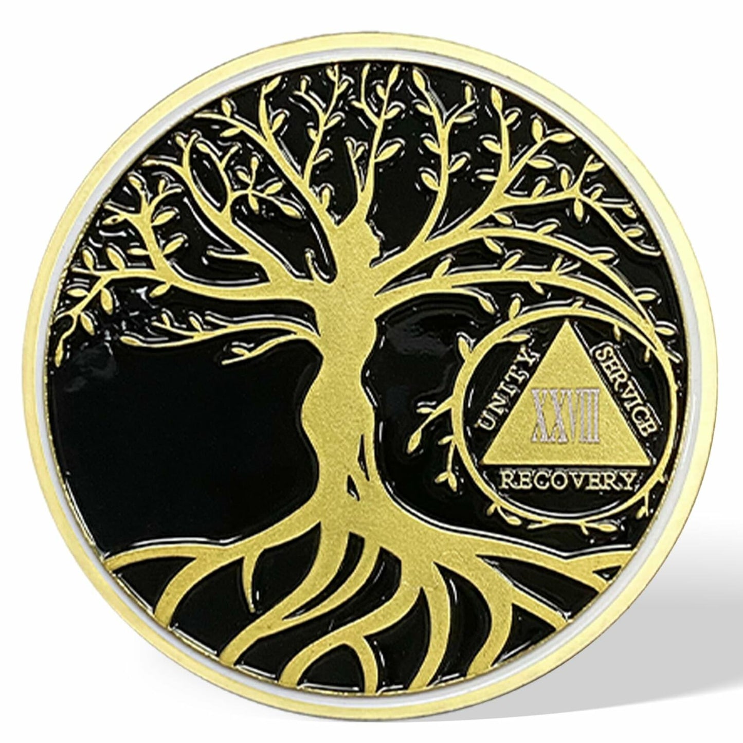 28 Year Sobriety Coin Gold Tree of Life AA Chip Token Size 1-40