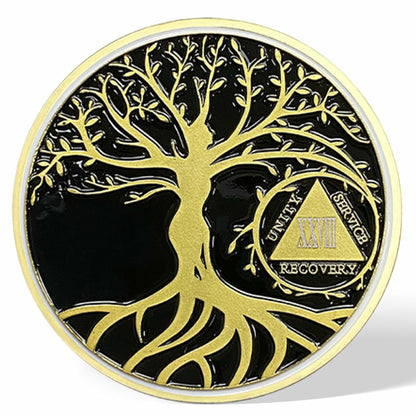 28 Year Sobriety Coin Gold Tree of Life AA Chip Token Size 1-40