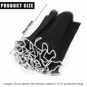 CCINEE 4.37 Yards Black Pearl Wrinkled Flower Wrapping Mesh Paper Wedding