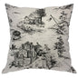 Zaueky Old Village Cotton Linen Pillow Case Black White 18x18 Inch