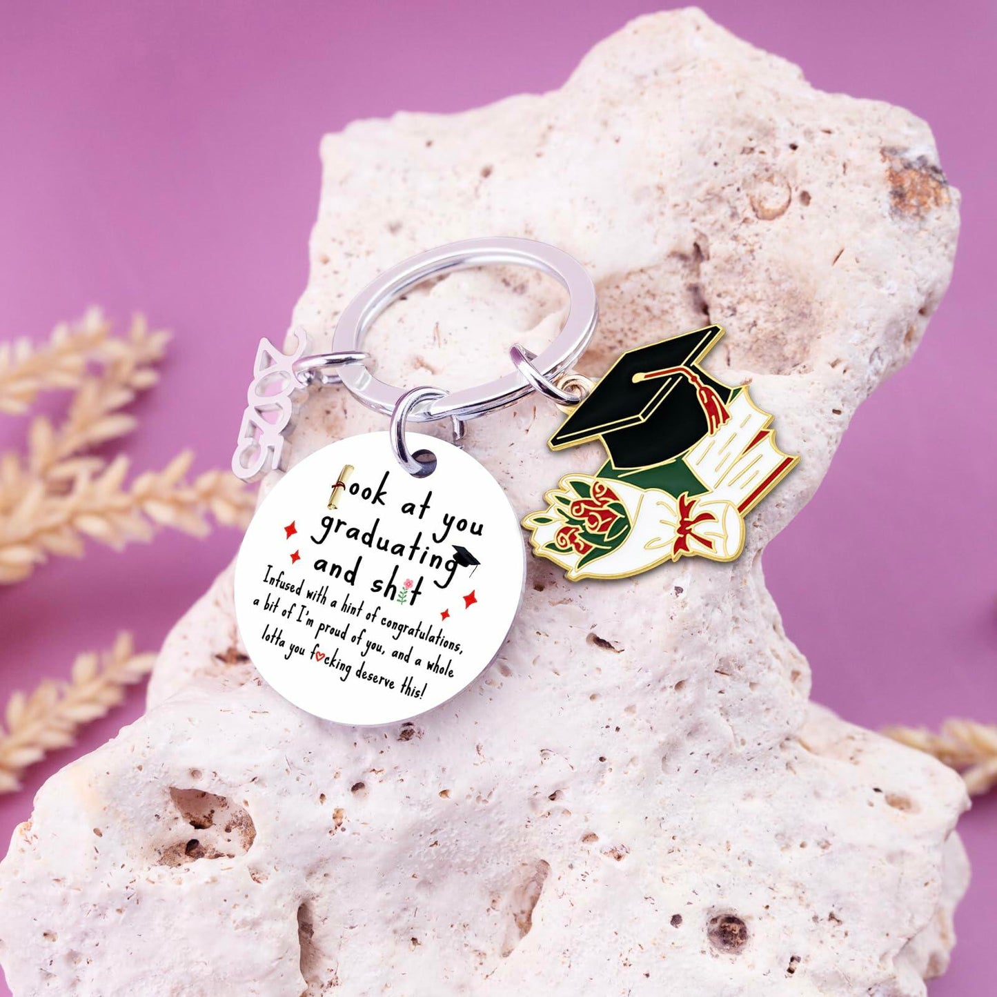 QUIHUD Graduation Gifts Class of 2025 College Masters Metal White