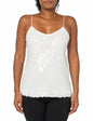 Anne Klein Missy Paillet Sequin Mesh V Neck Cami Bright White Size S