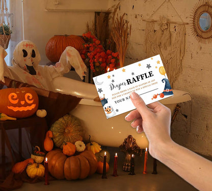 Senkiiv Baby Shower Games Halloween Diaper Raffle 1 Sign 50 Tickets