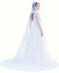 Geyoga Women Peals Tulle Hooded Cape Sheer Elf Cloak White