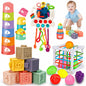 Qirptey Montessori Baby Toys Infant Pull String Stacking Cups Multicolor