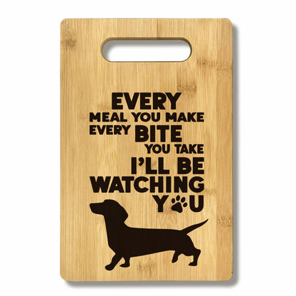 FONDCANYON Dachshund Bamboo Wood Cutting Board Kitchen Decor Brown