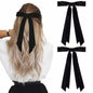 Aileam 2PCS Black Velvet Hair Bows Ribbon Clips Metal Ponytail Holder