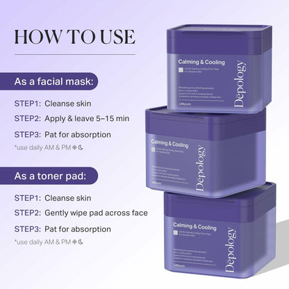 BestBy02/26 depology Blemish & Tone Toner Pads 100 Pads Sensitive Skin