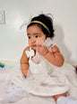 Renotemy Girl Flower Dress White Sleeveless Tutu Sundress Size 3-4T