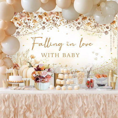 MEHOFOND Wildflower Fall Baby Shower Banner 5.9x3.6ft Autumn Floral Decor