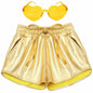 iMuchic Girls Metallic Dance Shorts Sparkly Hot Pants Gold Size Small