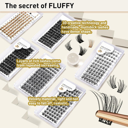 Lash Clusters B03 D Curl 18mm DIY Wispy Volume Eyelash Extensions 72pcs