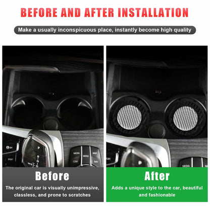 Dickno Car Cup Holder Inserts 2 Pack 2.75in Carbon Fiber Non Slip Silver