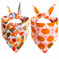 THLOH Fall Dog Bandanas 2 Pack Reversible Pumpkin Leaf Orange Large