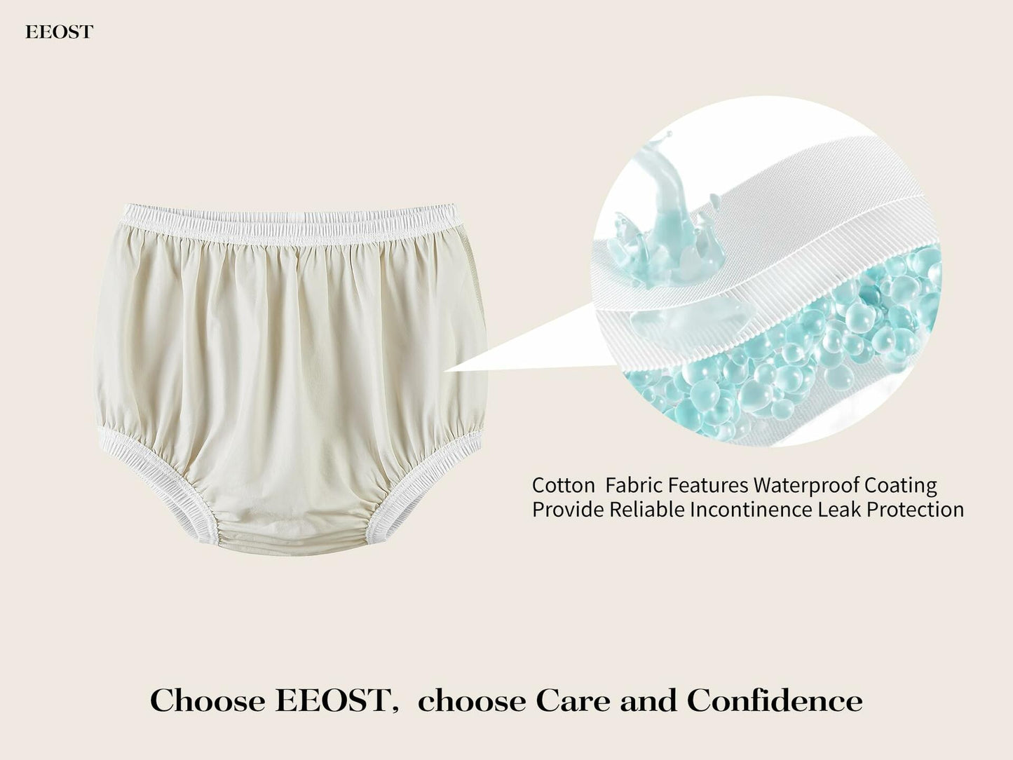 EEOST Women's Incontinence Diaper Plastic Pants Waterproof Cloth Cover White XXL