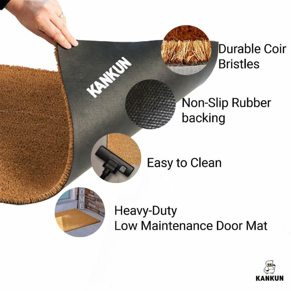 KANKUN Coco Coir Door Mat Heavy Duty Backing 17x30 Halloween2 Welcome