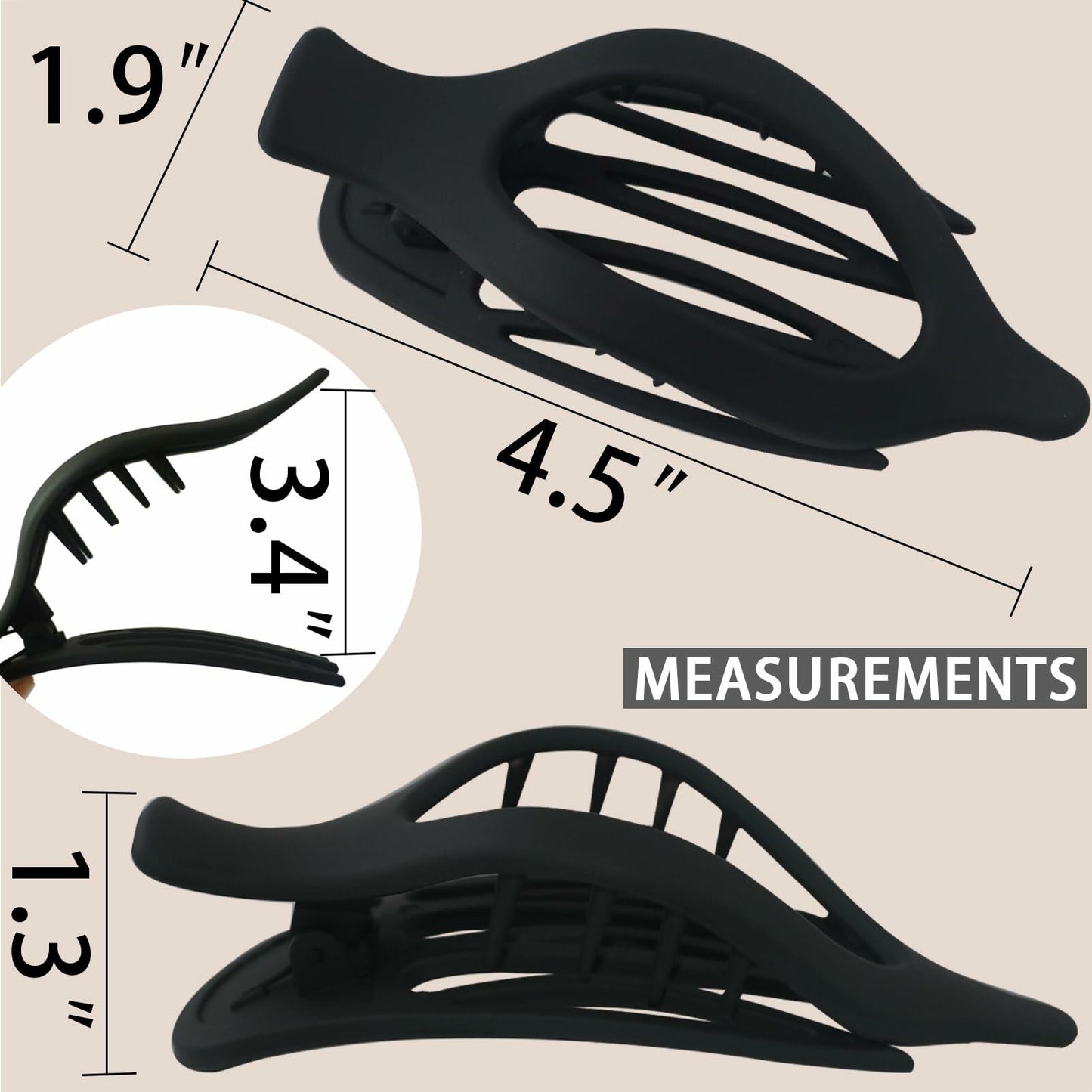 GKETN 6 Pack Flat Hair Claw Clips Matte Neutral Color Duck Billed Barrettes