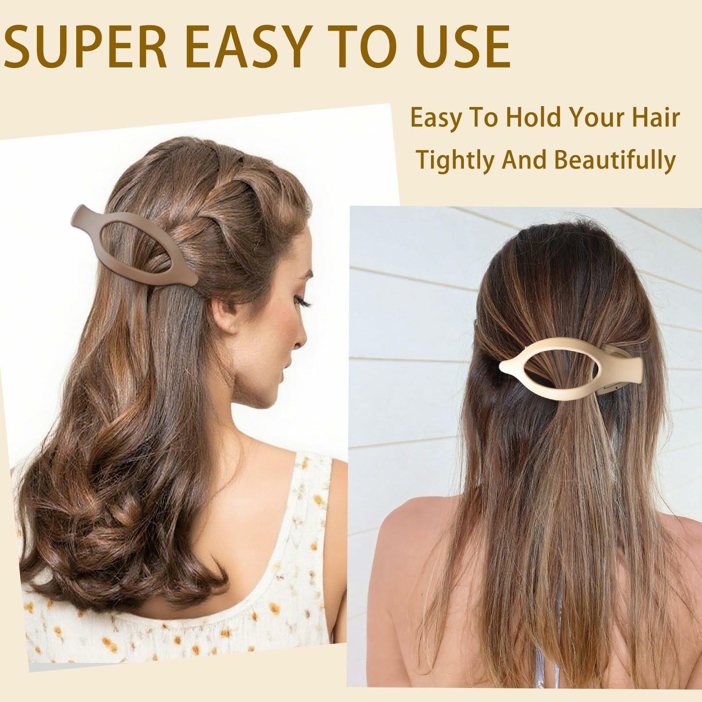 GKETN 6 Pack Flat Hair Claw Clips Matte Neutral Color Duck Billed Barrettes