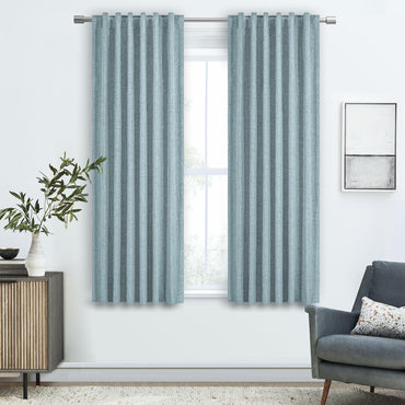 PANGSINNE 63in Blackout Linen Curtains 2 Panels Dusty Blue 52x63in