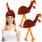 Jamntower 2Pcs Thanksgiving Turkey Hat Adults Dark Brown Adjustable Size 60cm