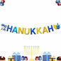 DONCIDAY Happy Hanukkah Glitter Banner Blue Paper Garland Party Decor