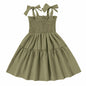 Neutocd Toddler Girls Sleeveless Summer Dress Solid Green Size 5-6 Years