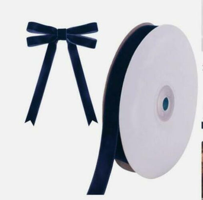 Coowayze Navy Blue Velvet Ribbon 1 Inch x 10 Yards Vintage Polyester