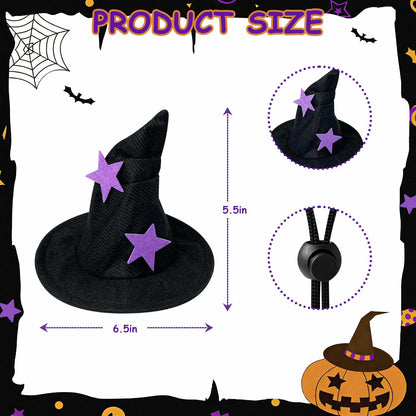 Pextian Halloween Cat Witch Costume Adjustable Black Purple Cloak Hat Size M/L