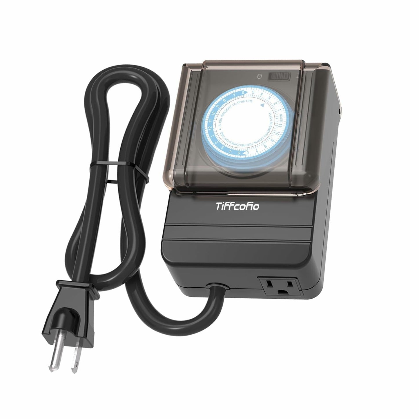 TiFFCOFiO Outdoor Waterproof Timer 24H Mechanical 2 Outlets 15A Heavy Duty