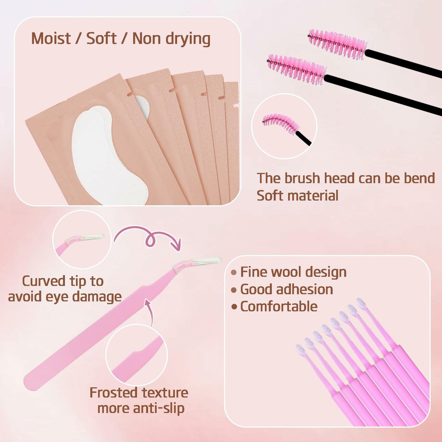 Anforlin Lash Remover Kit 10g Peach Scent with Eye Pads Brushes Tweezers