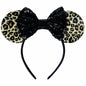 Foeran Sequin Mouse Ears Headband with Bow for Kids Adults Women Black