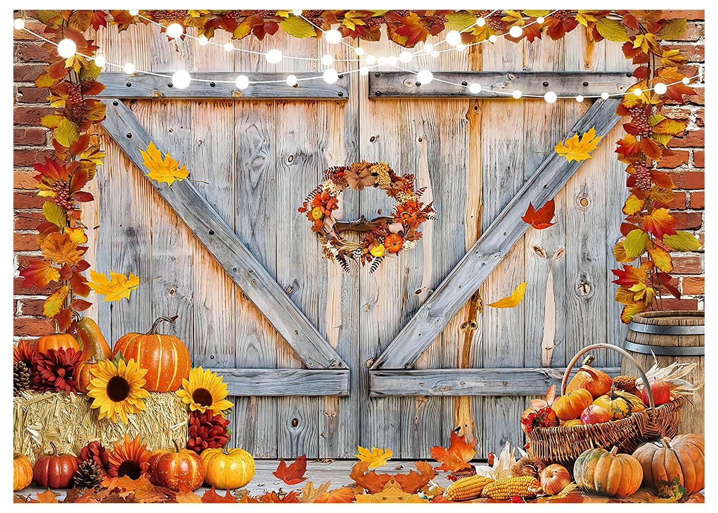 YYNXSY Rustic Christmas Barn Wood Door Backdrop Bronze 8x6FT