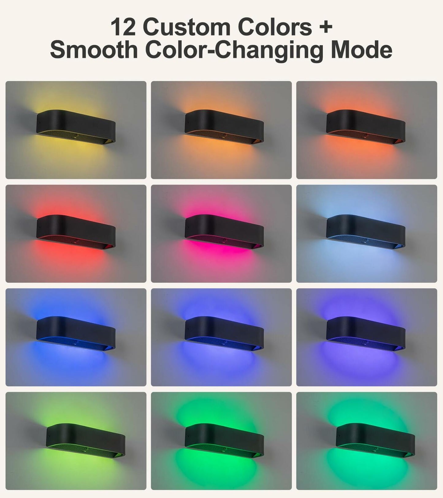 KwatTsz 2Pcs RGB Wall Light with Remote, 12 Colors, 6000mAh Wireless