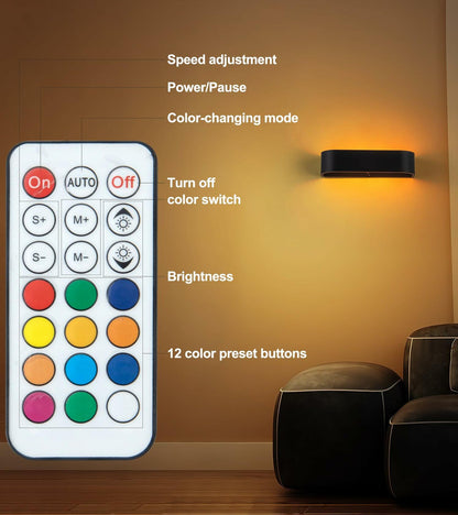 KwatTsz 2Pcs RGB Wall Light with Remote, 12 Colors, 6000mAh Wireless