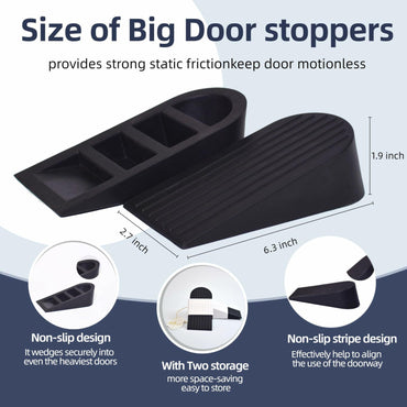 ELYXKY Rubber Door Stopper King-Size 2PCS Heavy-Duty Non-Slip Black