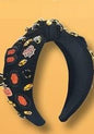 ABONDEVER Halloween Headbands Women Black Rhinestone Beaded Boo Pumpkin