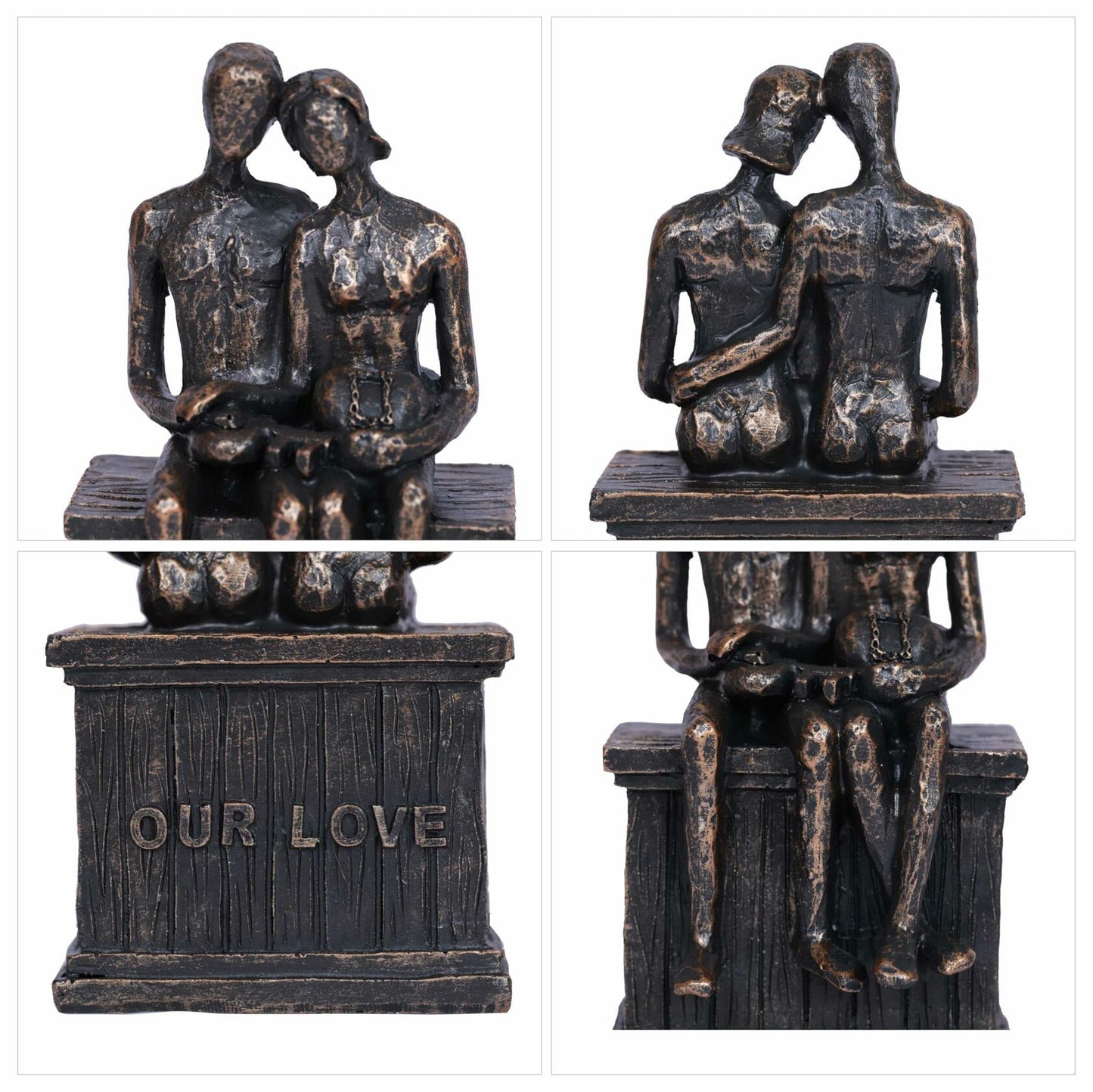 PUHOZN Iron Swing Couple Sculpture Wedding Love Statue Copper Classic Size