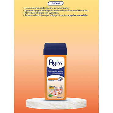 Agiss Natural Roll-On Wax: 100% Natural Resin for Easy, Sugar-Free Hair Removal on Normal Skin | Removes Short Hairs for Smooth Skin