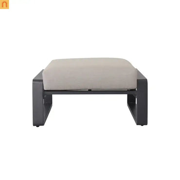 Outdoor Ottoman Aluminum Light Brown Cushion Modern Set of 2