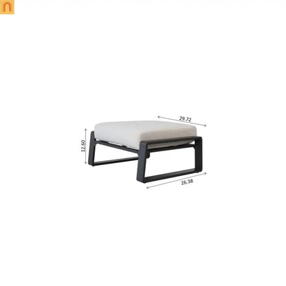 Outdoor Ottoman Aluminum Light Brown Cushion Modern Set of 2