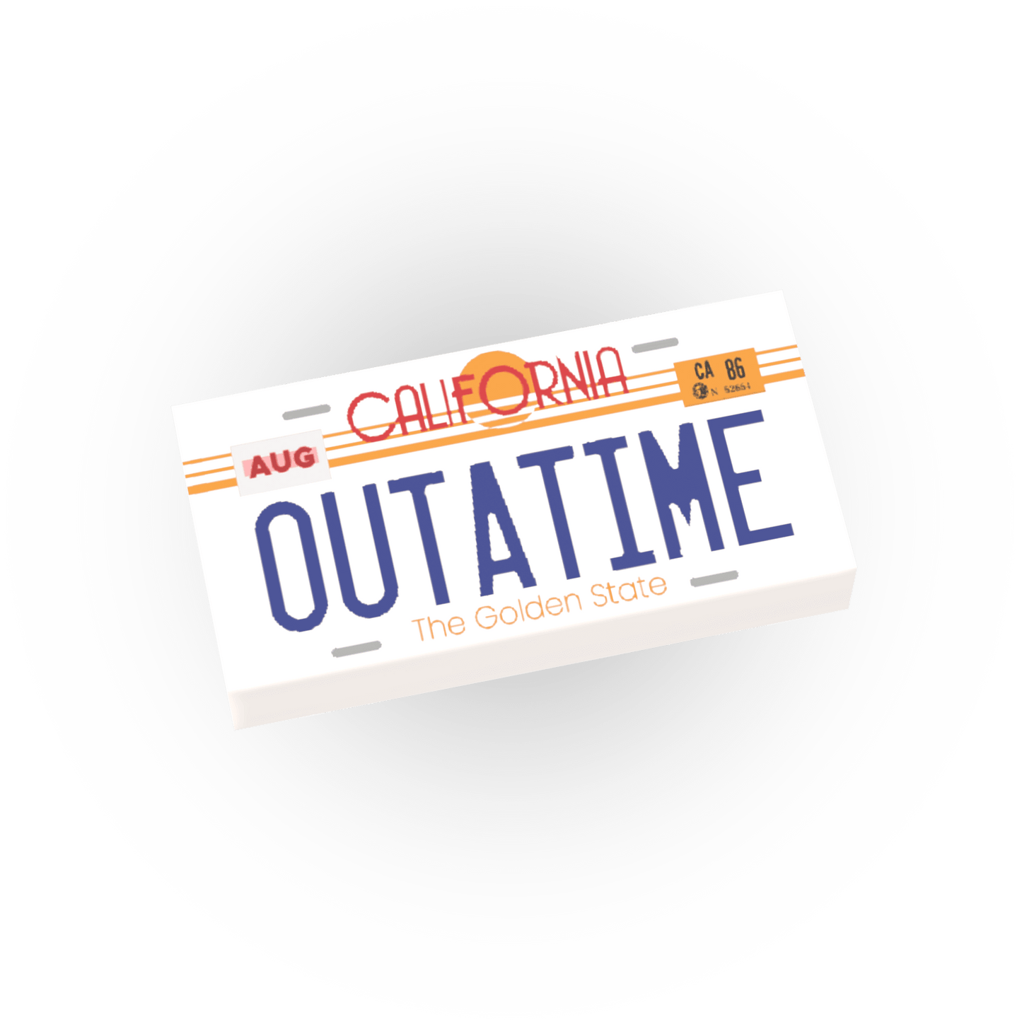 Outatime License Plate - Custom Printed - Made Using a LEGO® Tile