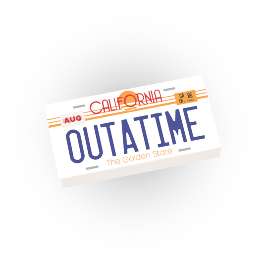 Outatime License Plate - Custom Printed - Made Using a LEGO® Tile