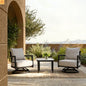 Outdoor Conversation Set Aluminum Sintered Stone Black 3 Piece Swivel