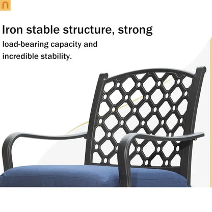 Outdoor Patio Set Metal Navy Blue 4 Piece 2 Chairs Loveseat Table