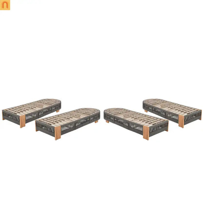 Outdoor Lounge Chair Set Acacia Wood Gray Rope 4 Piece 5 Position 800 LB