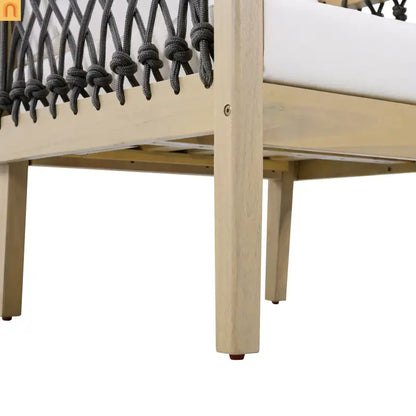 Outdoor Club Chair Acacia Wood Rope Light Teak Cream Cushion