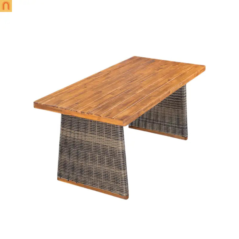 Outdoor Dining Set Acacia Wood Wicker Gray Teak Table Bench