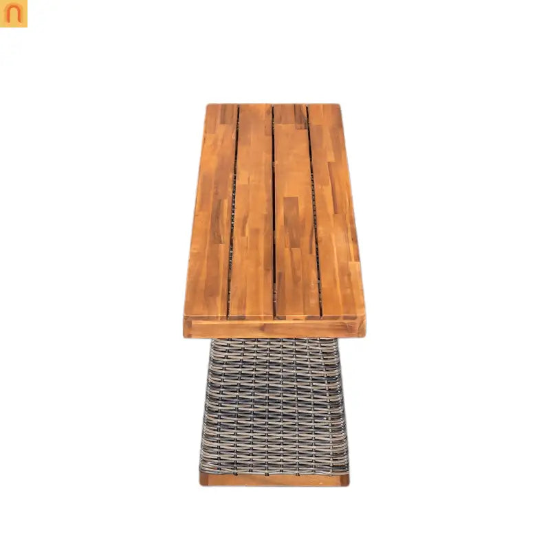 Outdoor Dining Set Acacia Wood Wicker Gray Teak Table Bench