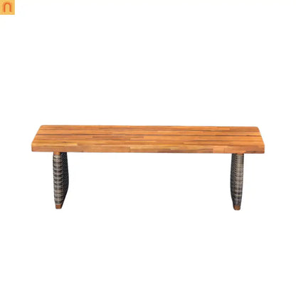 Outdoor Dining Set Acacia Wood Wicker Gray Teak Table Bench