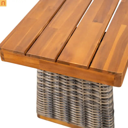 Outdoor Dining Set Acacia Wood Wicker Gray Teak Table Bench